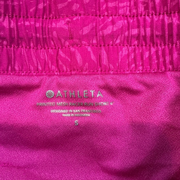 Athleta Printed Mesh Racer Run Shorts 4” Pink Size S - Picture 11 of 14